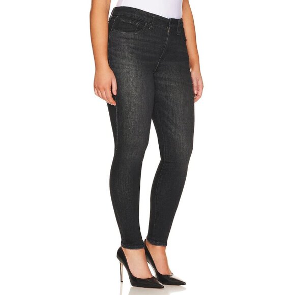 GOOD AMERICAN Good Legs Jeans 8/29 Skinny Black218 Wash Raw Hem Style GL336BT - Picture 2 of 14